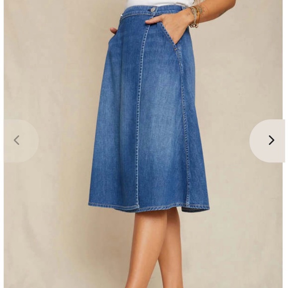 AMO Denim Marie Wrap Skirt - Wistfull Size Small Medium Wash - Picture 2 of 10